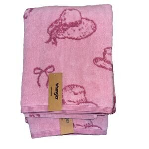 Wrangler Cowboy Like Me Pink Bows Boots Hats Set of 2 Bath Towels NEW